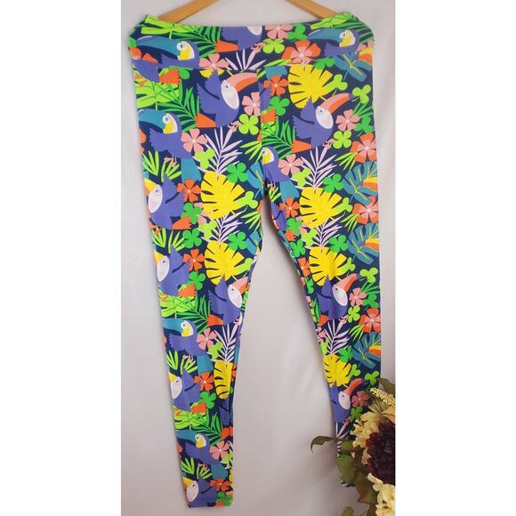 LuLaRoe Leggings TC Tall & Curvy Butter Soft Pink Floral Print Womens Plus Size - Picture 5 of 6